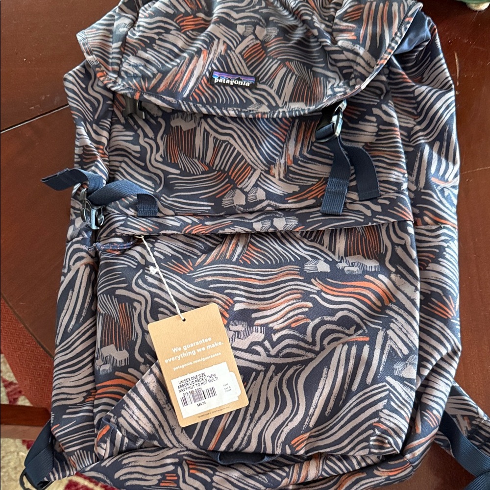 Patagonia Men's Blue and Orange Patterned Backpack